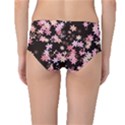 Pink Lilies on Black Mid-Waist Bikini Bottoms View2