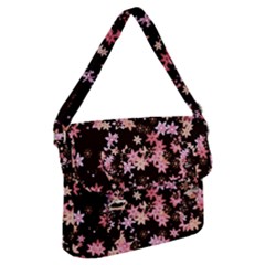 Pink Lilies On Black Buckle Messenger Bag by SpinnyChairDesigns