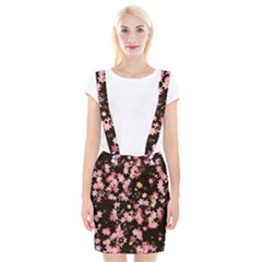 Pink Lilies On Black Braces Suspender Skirt by SpinnyChairDesigns