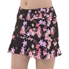 Pink Lilies On Black Tennis Skorts by SpinnyChairDesigns