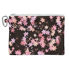 Pink Lilies On Black Canvas Cosmetic Bag (xl) by SpinnyChairDesigns