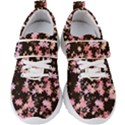 Pink Lilies on Black Kids  Velcro Strap Shoes View1