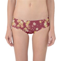 Gold And Tuscan Red Floral Print Classic Bikini Bottoms by SpinnyChairDesigns