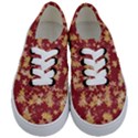 Gold and Tuscan Red Floral Print Kids  Classic Low Top Sneakers View1