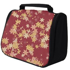 Gold And Tuscan Red Floral Print Full Print Travel Pouch (big) by SpinnyChairDesigns