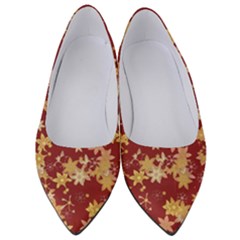 Gold And Tuscan Red Floral Print Women s Low Heels by SpinnyChairDesigns