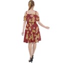 Gold and Tuscan Red Floral Print Cut Out Shoulders Chiffon Dress View2