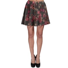 Pink Wine Floral Print Skater Skirt by SpinnyChairDesigns