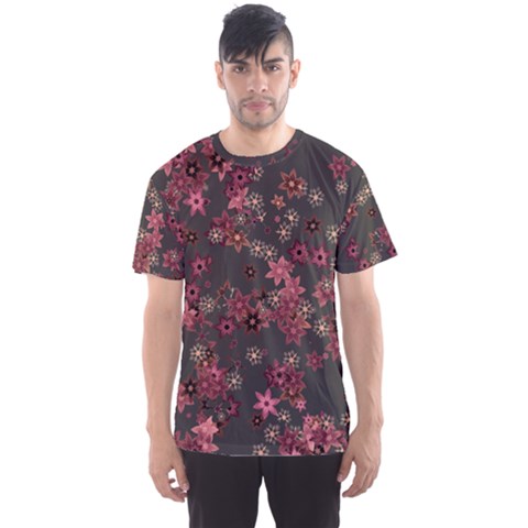 Pink Wine Floral Print Men s Sport Mesh Tee by SpinnyChairDesigns