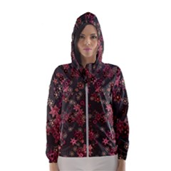 Pink Wine Floral Print Women s Hooded Windbreaker by SpinnyChairDesigns