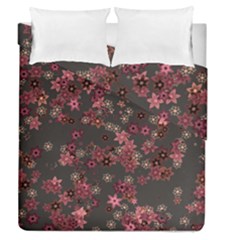 Pink Wine Floral Print Duvet Cover Double Side (queen Size) by SpinnyChairDesigns