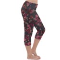 Pink Wine Floral Print Lightweight Velour Capri Yoga Leggings View3