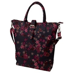 Pink Wine Floral Print Buckle Top Tote Bag by SpinnyChairDesigns