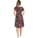 Pink Wine Floral Print Classic Short Sleeve Dress View4