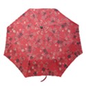 Red Wildflower Floral Print Folding Umbrellas View1