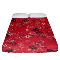 Red Wildflower Floral Print Fitted Sheet (king Size) by SpinnyChairDesigns