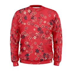 Red Wildflower Floral Print Men s Sweatshirt by SpinnyChairDesigns