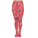 Red Wildflower Floral Print Tights View1