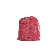 Red Wildflower Floral Print Drawstring Pouch (xs) by SpinnyChairDesigns