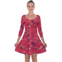 Red Wildflower Floral Print Quarter Sleeve Skater Dress View1