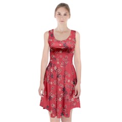 Red Wildflower Floral Print Racerback Midi Dress by SpinnyChairDesigns