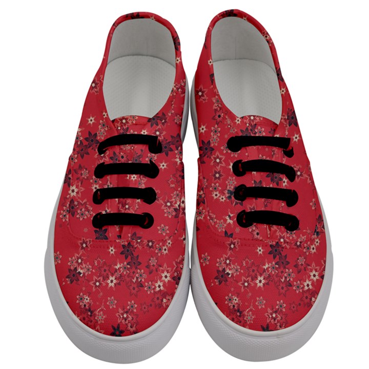 Red Wildflower Floral Print Men s Classic Low Top Sneakers