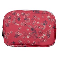 Red Wildflower Floral Print Make Up Pouch (small) by SpinnyChairDesigns