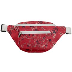 Red Wildflower Floral Print Fanny Pack by SpinnyChairDesigns