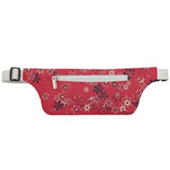 Red Wildflower Floral Print Active Waist Bag by SpinnyChairDesigns