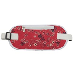 Red Wildflower Floral Print Rounded Waist Pouch by SpinnyChairDesigns