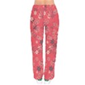 Red Wildflower Floral Print Women velvet Drawstring Pants View2