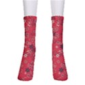 Red Wildflower Floral Print Men s Crew Socks View1