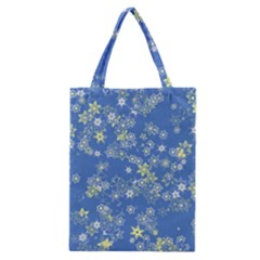 Yellow Flowers On Blue Classic Tote Bag by SpinnyChairDesigns