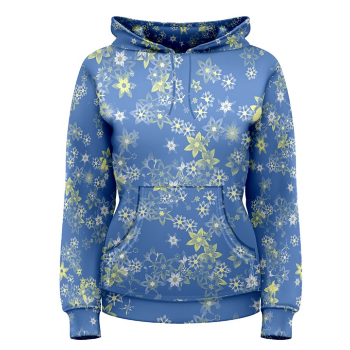 Yellow Flowers on Blue Women s Pullover Hoodie