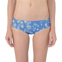 Yellow Flowers On Blue Classic Bikini Bottoms by SpinnyChairDesigns