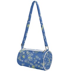 Yellow Flowers On Blue Mini Cylinder Bag by SpinnyChairDesigns