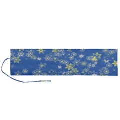 Yellow Flowers On Blue Roll Up Canvas Pencil Holder (l) by SpinnyChairDesigns