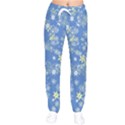 Yellow Flowers on Blue Women velvet Drawstring Pants View1