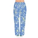 Yellow Flowers on Blue Women velvet Drawstring Pants View2