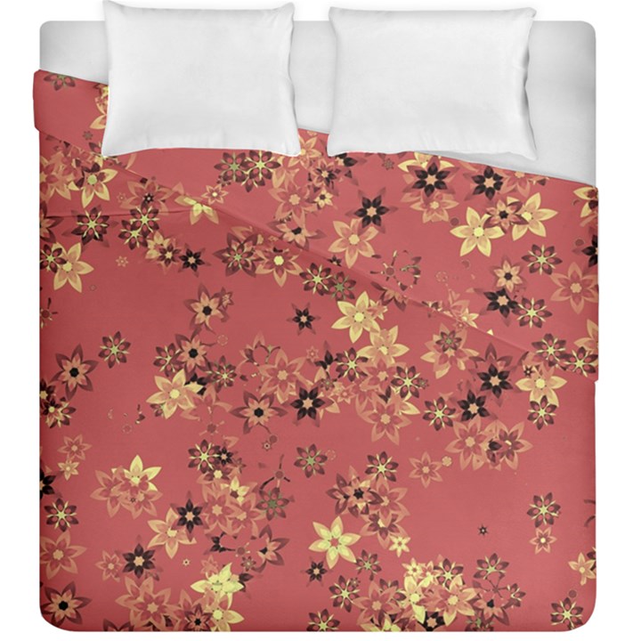 Gold and Rust Floral Print Duvet Cover Double Side (King Size)