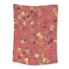 Gold And Rust Floral Print Medium Tapestry by SpinnyChairDesigns