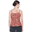 Gold and Rust Floral Print Velvet Spaghetti Strap Top View2