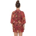 Gold and Rust Floral Print Half Sleeve Chiffon Kimono View2