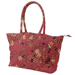 Gold And Rust Floral Print Canvas Shoulder Bag by SpinnyChairDesigns