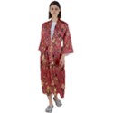 Gold and Rust Floral Print Maxi Satin Kimono View1