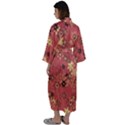 Gold and Rust Floral Print Maxi Satin Kimono View2