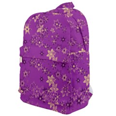 Gold Purple Floral Print Classic Backpack by SpinnyChairDesigns