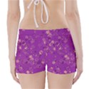 Gold Purple Floral Print Boyleg Bikini Wrap Bottoms View2