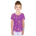 Gold Purple Floral Print Kids  One Piece Tee View1