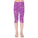 Gold Purple Floral Print Kids  Capri Leggings  View1